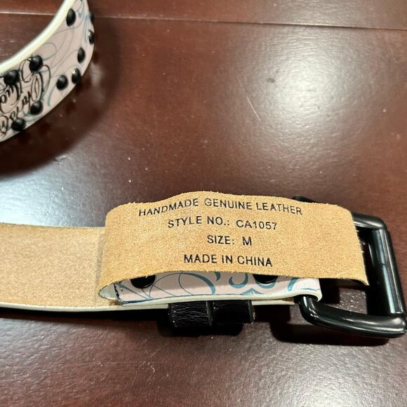 Christian Audigier Vintage Handmade Genuine Leather Belt (Python Logo Effect) - Picture 6 of 8